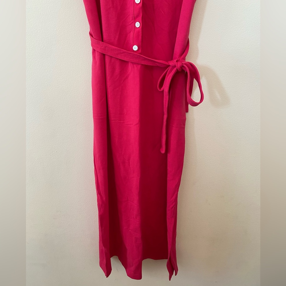 Talbots NEW Fuchsia Polo Maxi Dress Dragonfly Detail, Women’s Sz M Petite - Picture 6 of 9
